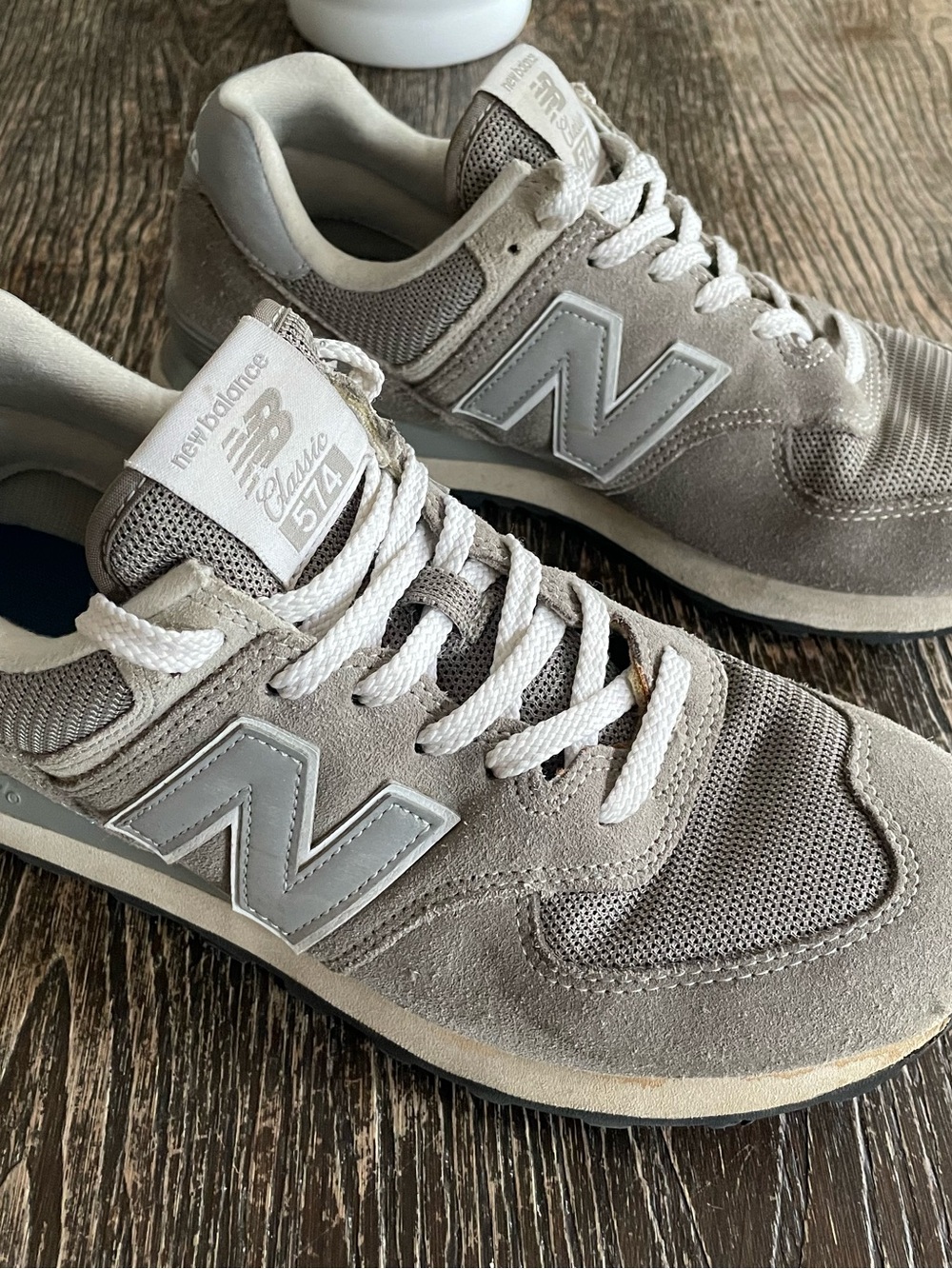 New Balance Men's 574 Classic Sneakers in Light Gray and White